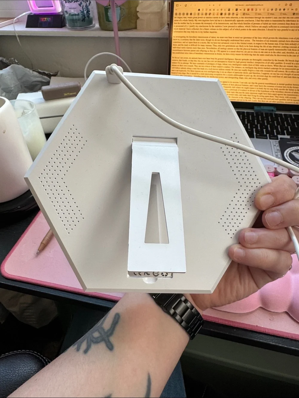 🔥 White Hexagon LED Therapy Light - USB Powered